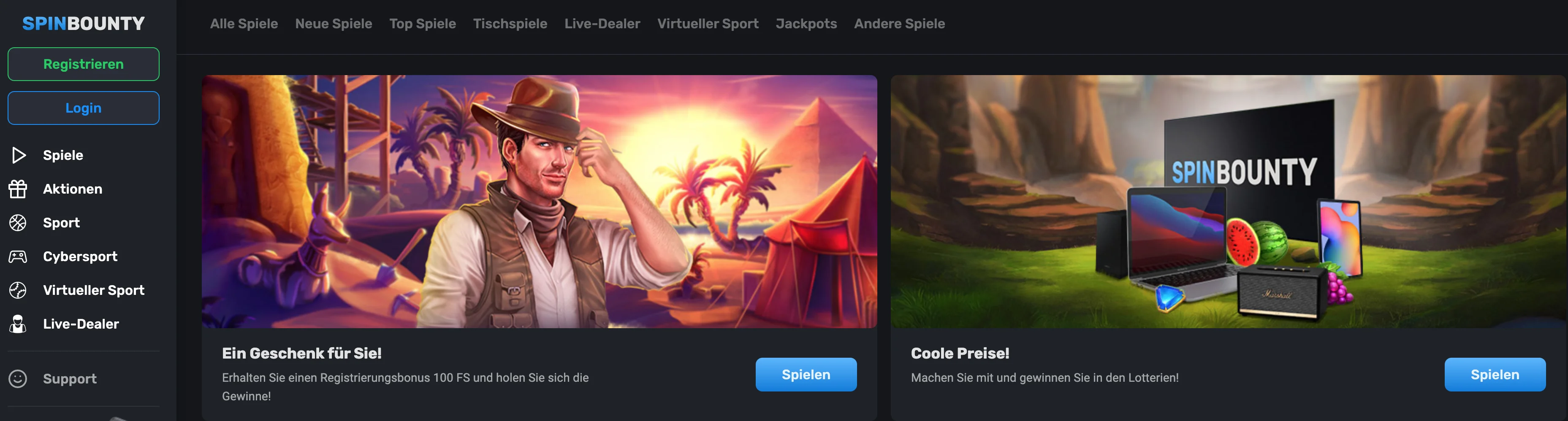 Spin Bounty Casino Website