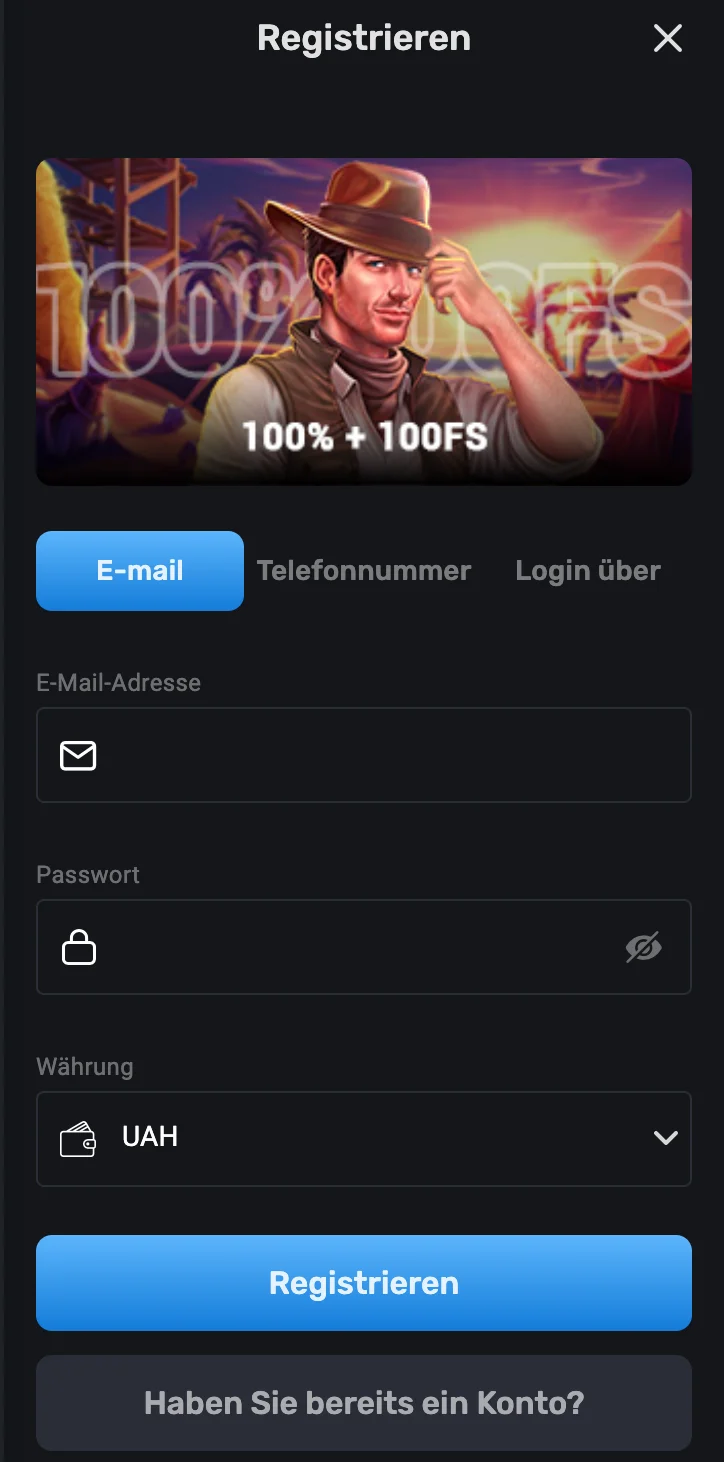 Registrierung im Casino